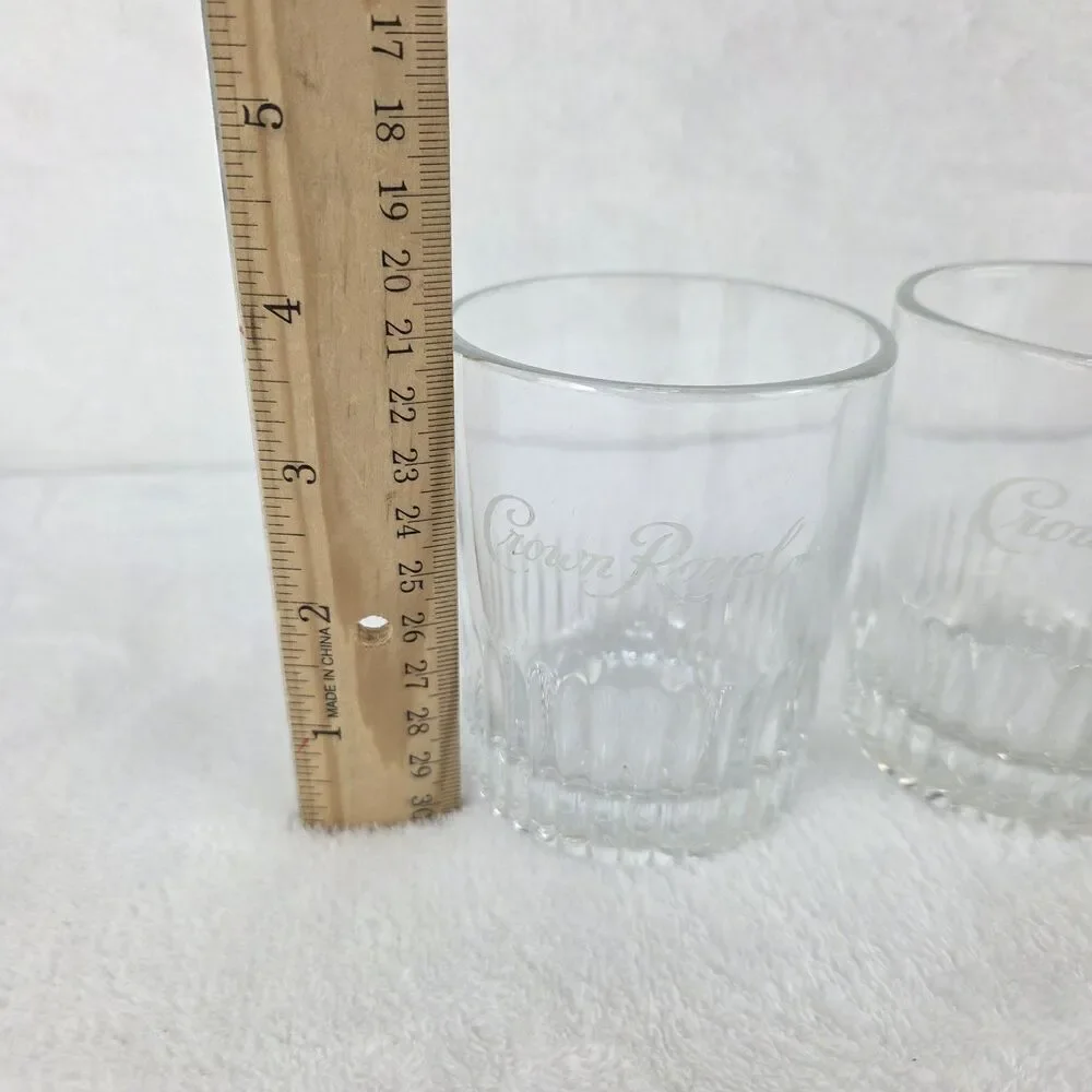 Set of 2 Crown Royal Whiskey Rocks Glasses Etched Logo Heavy Base Bar Tumblers